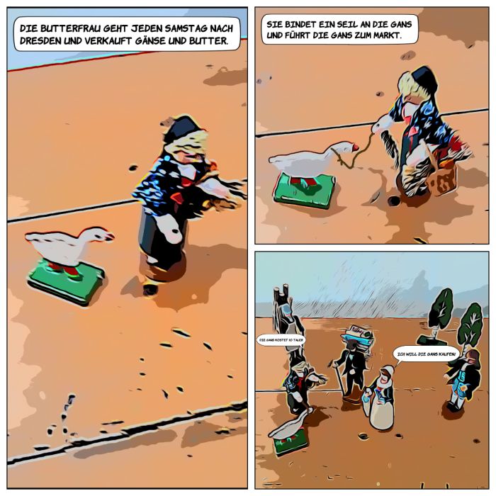 Comic mit Bergbaufiguren